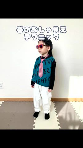 「アイテム（ネクタイ）」を使った、Genさん（キッズ・100cm）の春コーディネート